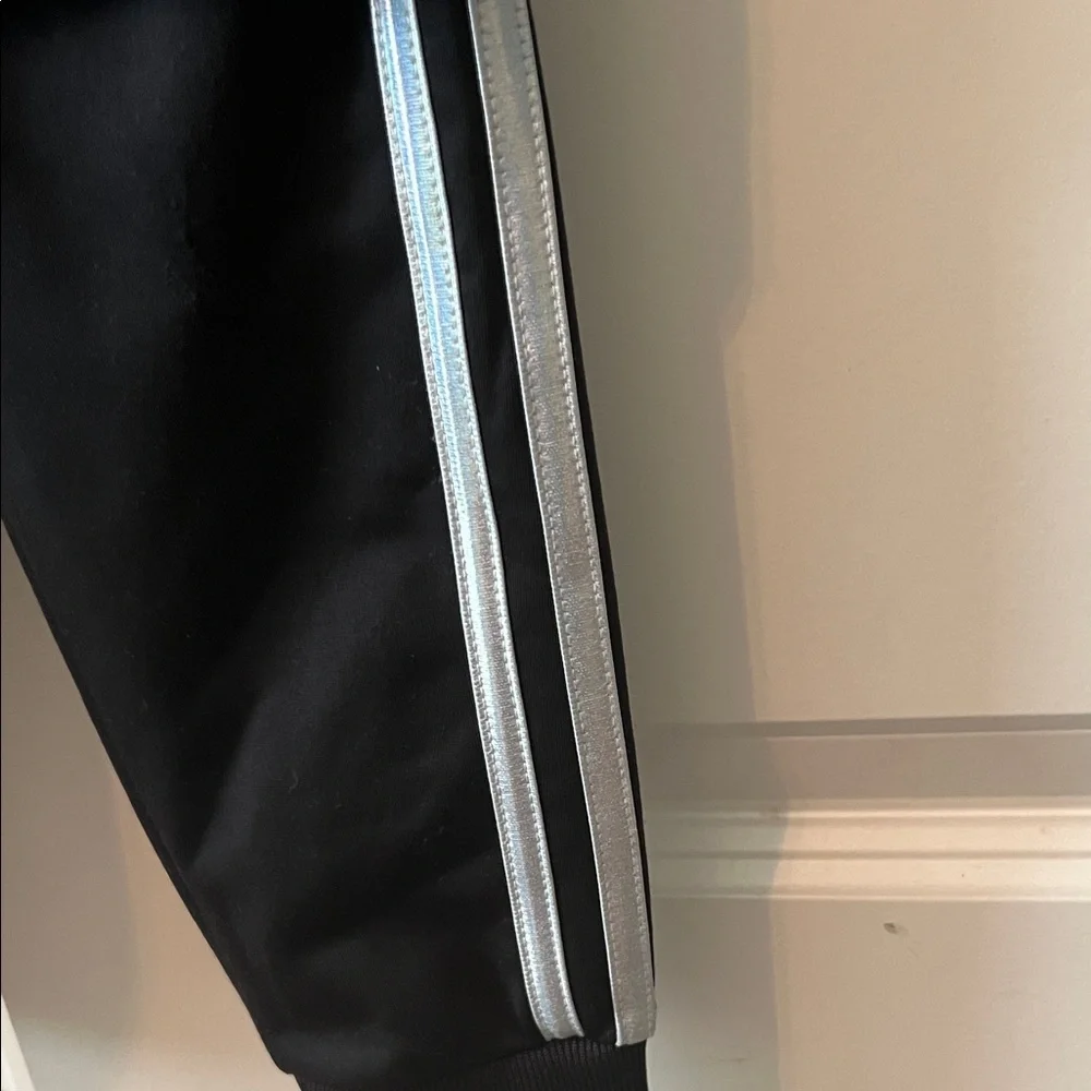 Kids Adidas Black and Iridescent Striped Athletic Tracksuit Size 3T